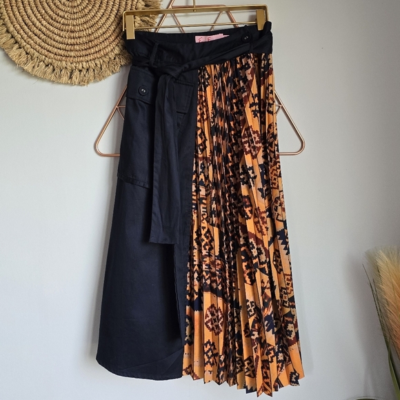 Anthropologie, New Eva Franco Pleated Cargo Wrap Skirt Blue/Orange SZ Small 2 - Picture 13 of 13
